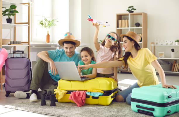Happy Family making travel plans